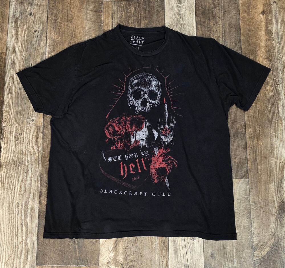 BlackCraft Cult I See You in Hell Graphic Tee Goth Skull Horror Black Shirt 3XL